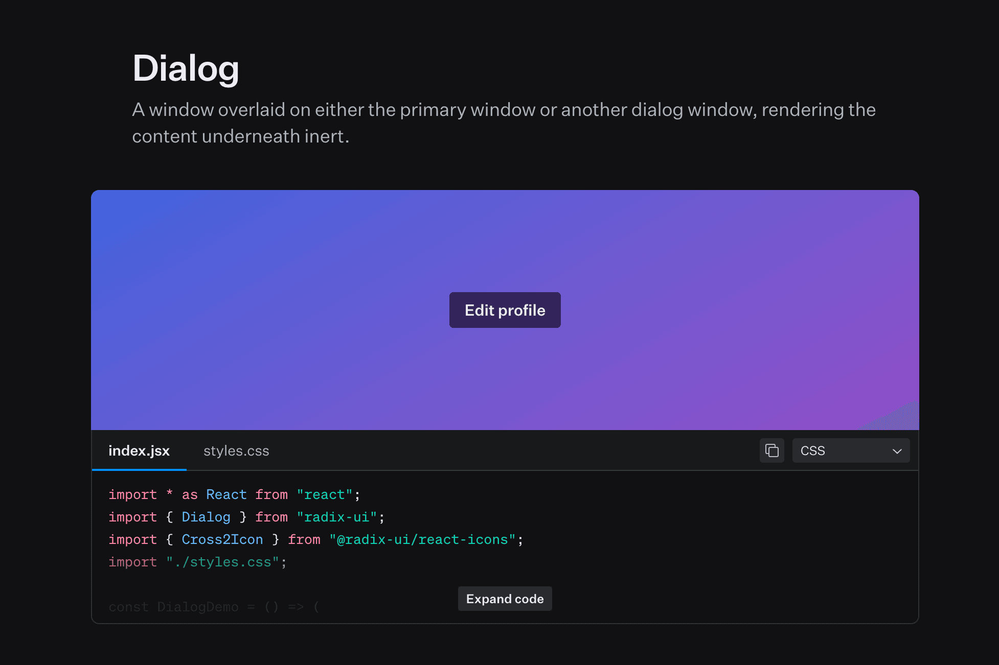 Radix Dialog